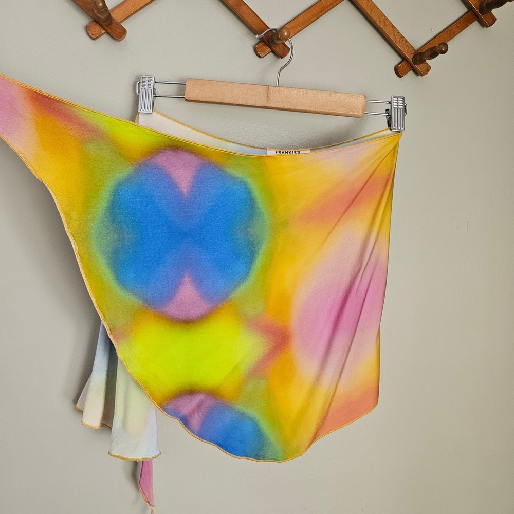 Frankies Bikinis Paraiso Wrap Sarong Sz XS Serotonin Rainbow Tie Dye Cover Up - Picture 7 of 9